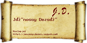 Jánossy Dezső névjegykártya