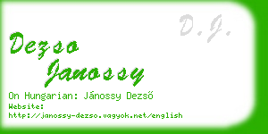 dezso janossy business card